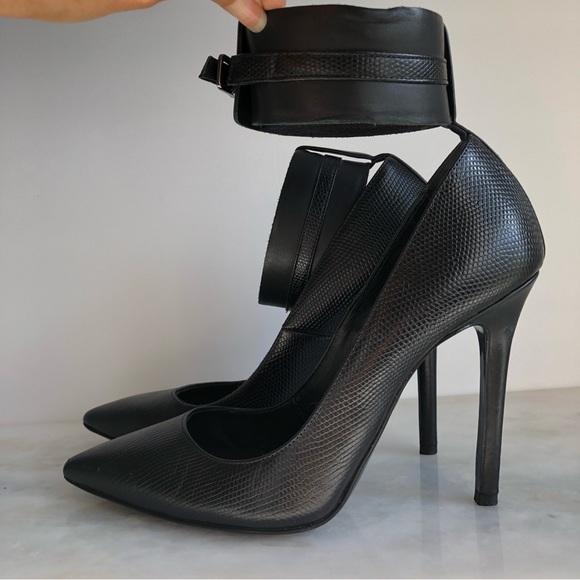 ALL SAINTS Leather Ankle Cuff Pointed Toe Textured high heels Women’s size 7 - Picture 14 of 15